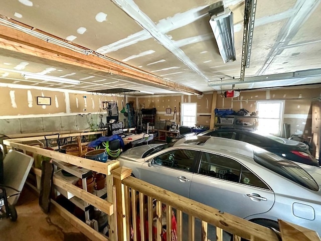 garage with a garage door opener