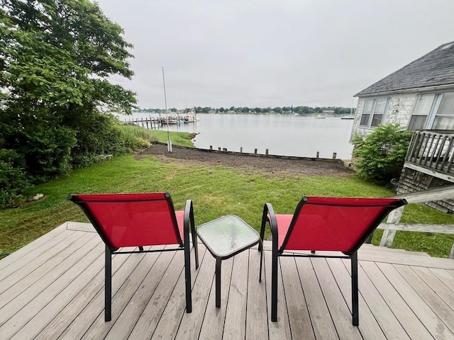 66-R Beach St, Warren, RI 02885 - wooden terrace featuring a water view and a lawn