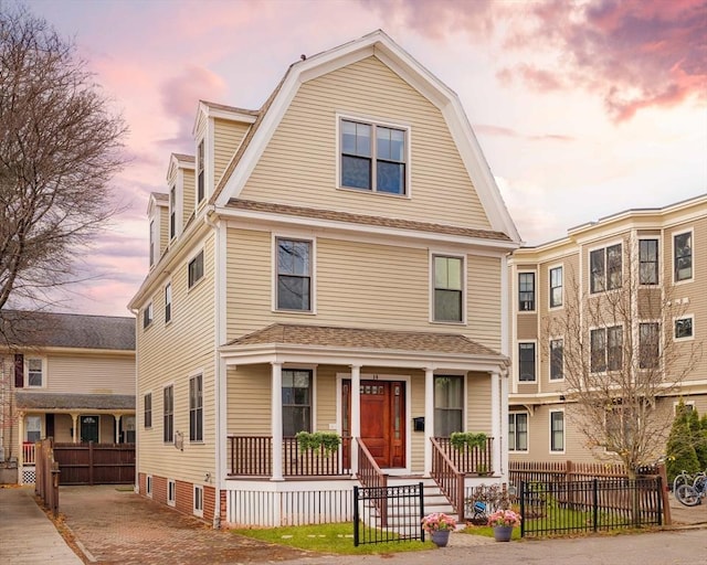 view of front of home with covered porch