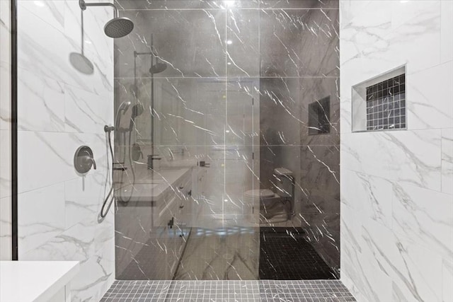 157 Princeton St Unit 1, Boston, MA 02128 - bathroom with a marble finish shower