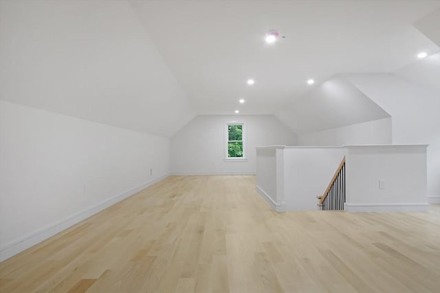 293 Cross St, Norwell, MA 02061 - additional living space featuring lofted ceiling, light wood-style flooring, and recessed lighting