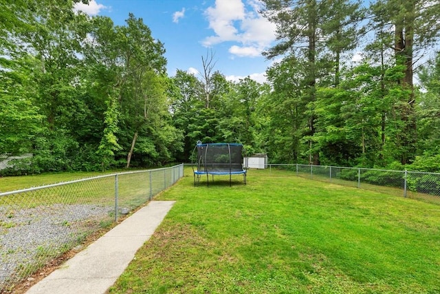 186 Andover St, North Andover, MA 01845 - fenced backyard with a trampoline and a wooded view