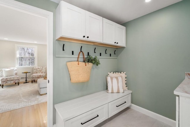 110 Westover Pkwy, Norwood, MA 02062 - mudroom with recessed lighting, light wood-style floors, and baseboards