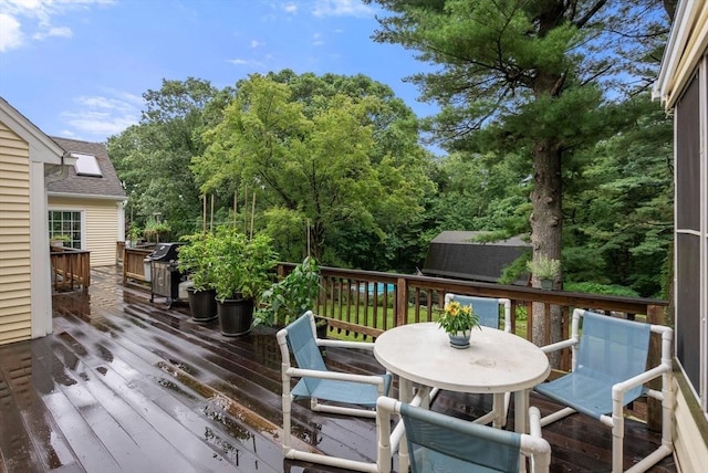 495 Grafton St, Shrewsbury, MA 01545 - wooden terrace with grilling area and outdoor dining space