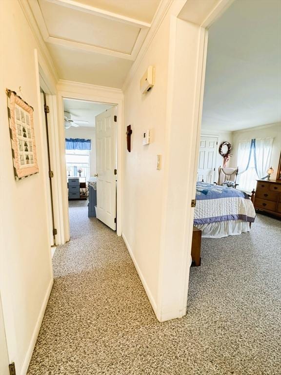 38 Trailwood Dr, Bridgewater, MA 02324 - corridor with carpet and attic access