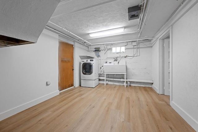 191 Speen, Natick, MA 01760 - laundry area with washer / clothes dryer, wood finished floors, and baseboards