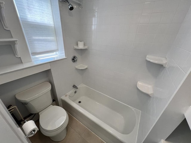 98 Boylston St Unit 1, Brookline, MA 02445 - bathroom featuring toilet, shower / washtub combination, and tile patterned flooring
