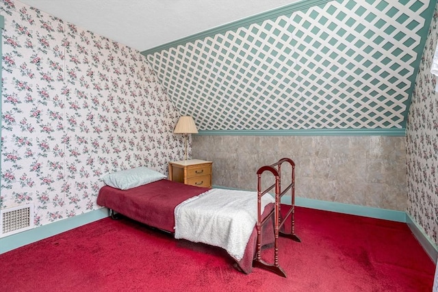 119 Clark St, Clinton, MA 01510 - carpeted bedroom with wallpapered walls, baseboards, and crown molding