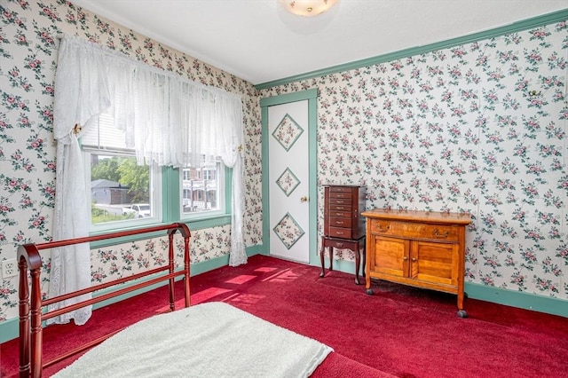 119 Clark St, Clinton, MA 01510 - carpeted bedroom with wallpapered walls