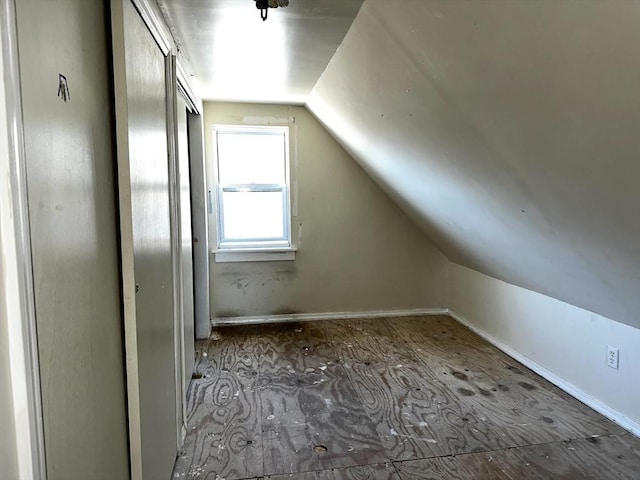 additional living space featuring vaulted ceiling