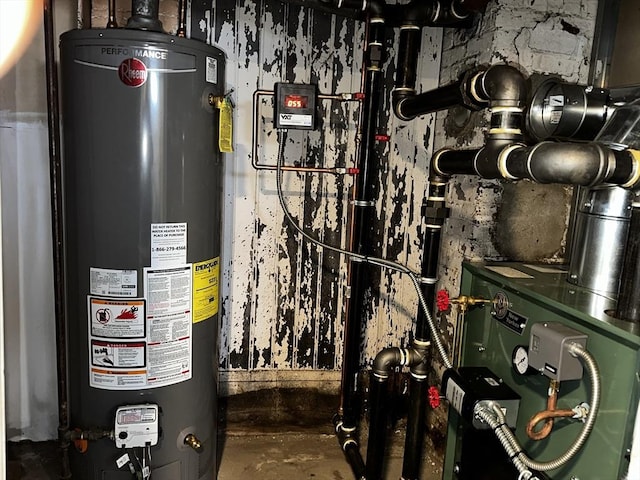 utility room with water heater