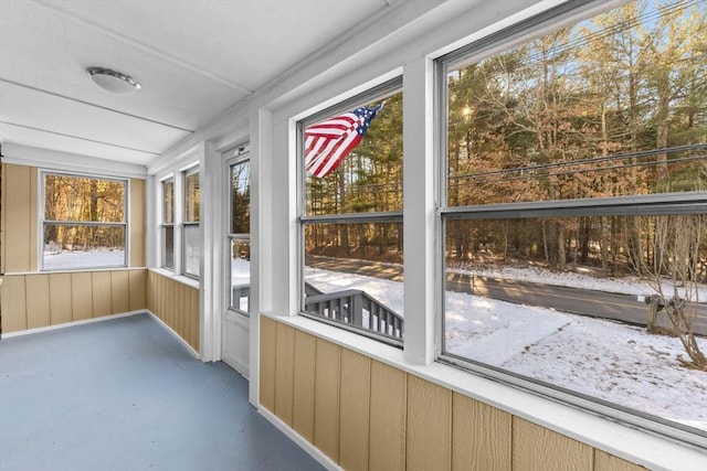 view of unfurnished sunroom