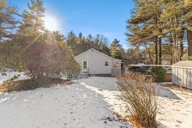 view of snow covered exterior