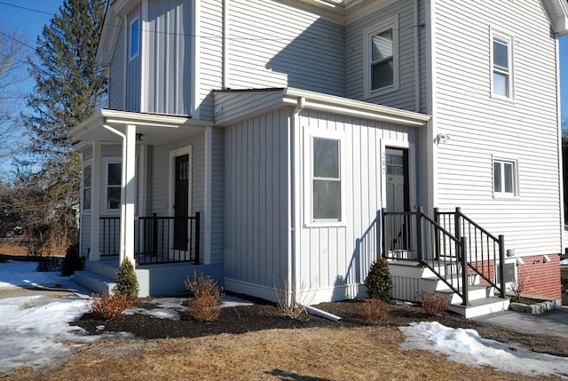 exterior space featuring board and batten siding