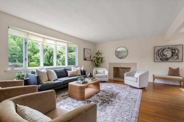 61 Sevland Rd, Newton, MA 02459 - living area with wood finished floors and a fireplace