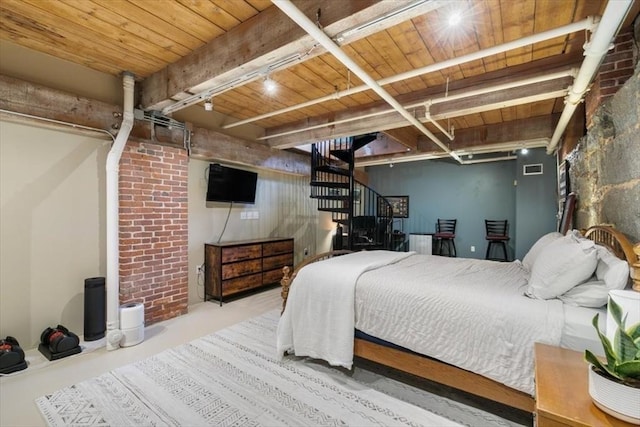 bedroom with concrete floors