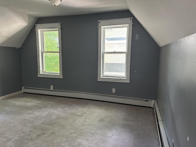 110 School St, Warren, MA 01083 - additional living space featuring a baseboard heating unit, vaulted ceiling, and carpet