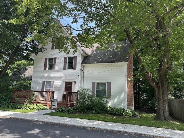 110 School St, Warren, MA 01083 - traditional home featuring a deck and a shingled roof