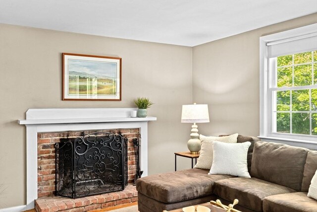 154 Mann Lot Rd, Scituate, MA 02066 - living room featuring a fireplace