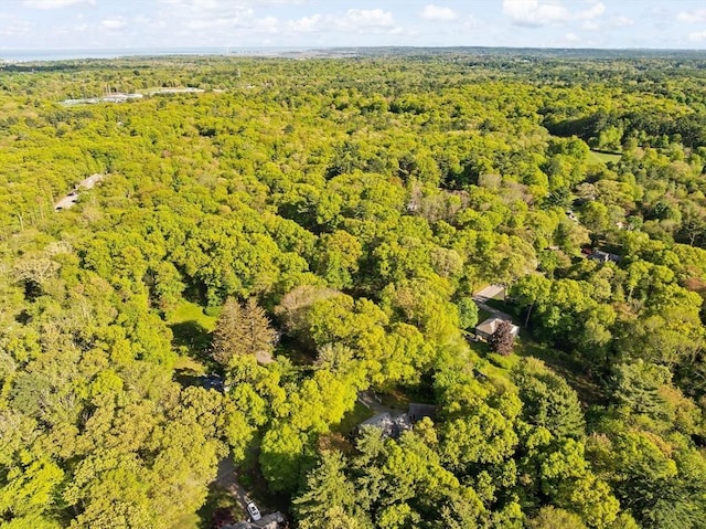 154 Mann Lot Rd, Scituate, MA 02066 - aerial view of property and surrounding area with a heavily wooded area