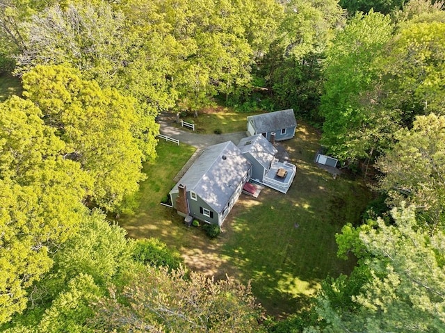 154 Mann Lot Rd, Scituate, MA 02066 - aerial view of property and surrounding area featuring a heavily wooded area