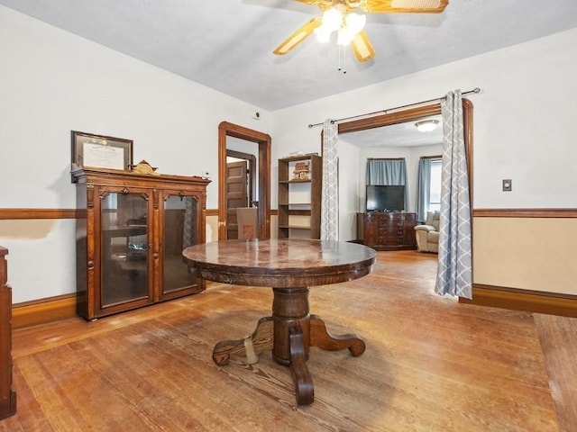 210-212 Brown St, Waltham, MA 02453 - dining room featuring wood finished floors and a ceiling fan
