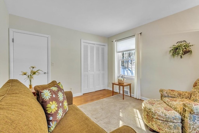 living room featuring baseboards and wood finished floors