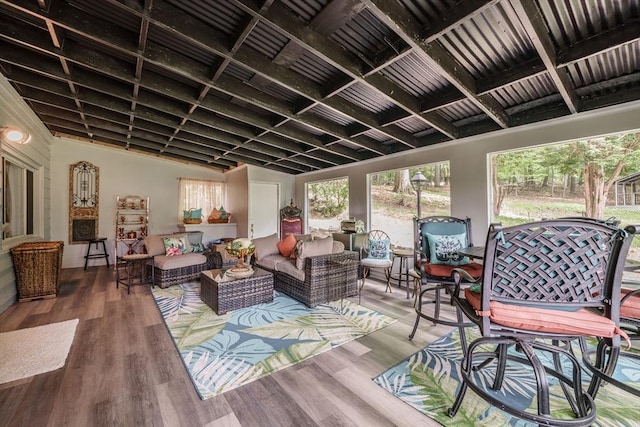 living room with wood finished floors