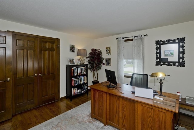 home office featuring wood finished floors