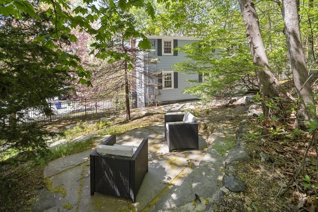 view of yard with a patio and fence