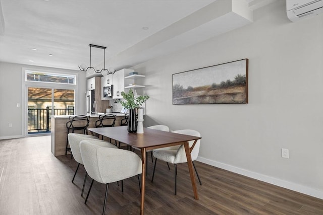 33 Copeland Unit F, Boston, MA 02119 - dining room with wood finished floors, a wall mounted air conditioner, and recessed lighting