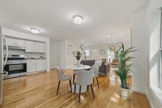 30 Balfour St, Boston, MA 02125 - dining space featuring light wood-style flooring, recessed lighting, and baseboards