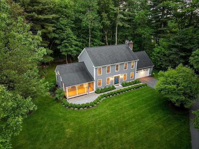 3 Misty Ln, Westford, MA 01886 - aerial view of property and surrounding area with a heavily wooded area