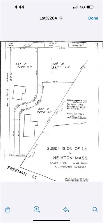 91 Freeman St, Newton, MA 02466 - survey map / technical document