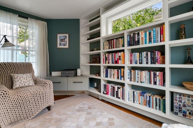 living area with wood finished floors