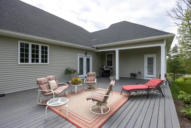 977 E St, Wrentham, MA 02093 - wooden terrace with french doors and outdoor lounge area
