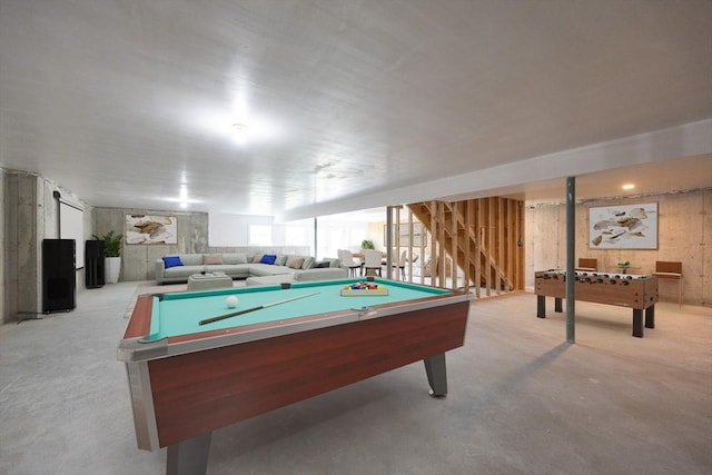977 E St, Wrentham, MA 02093 - rec room with concrete floors and billiards table