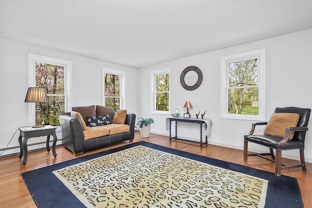 living room with wood finished floors