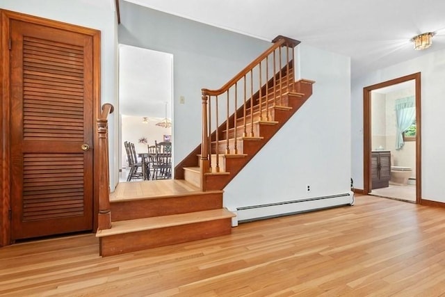 24 Flume Rd, Gloucester, MA 01930 - entryway with a baseboard radiator, wood finished floors, and stairs