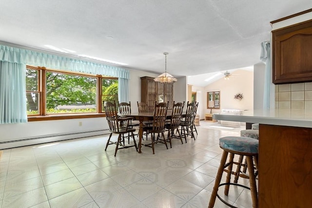 24 Flume Rd, Gloucester, MA 01930 - dining space featuring a baseboard heating unit and lofted ceiling