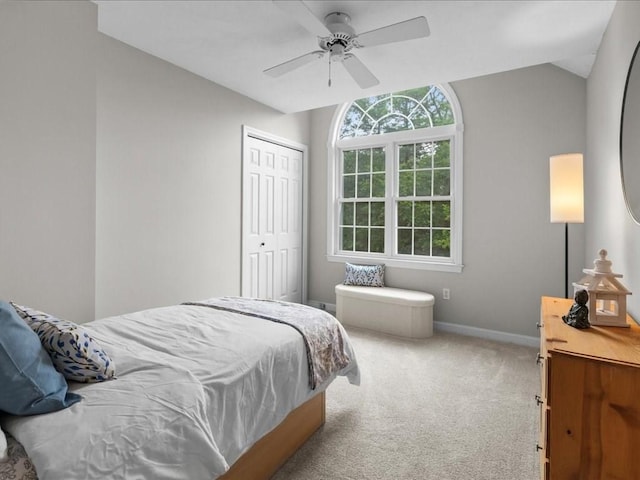 41 Nancy Dr, Ashland, MA 01721 - bedroom with carpet flooring, a closet, a ceiling fan, and lofted ceiling
