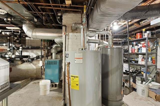 utility room with water heater