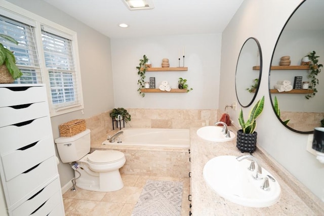 90 Braley Rd, Freetown, MA 02717 - full bathroom with a bath, double vanity, and tile patterned flooring