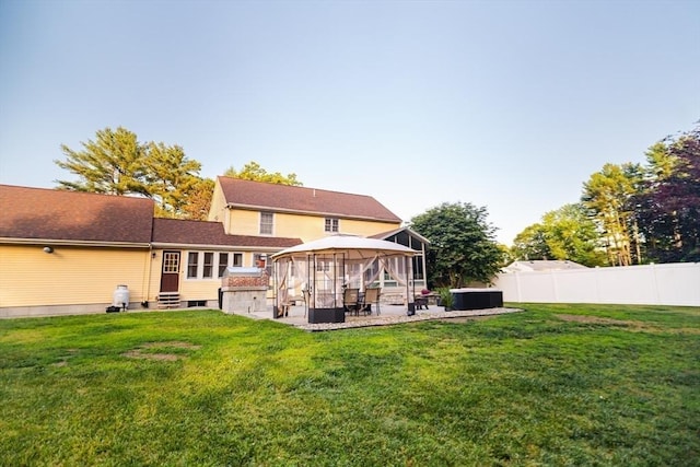 90 Braley Rd, Freetown, MA 02717 - rear view of property featuring entry steps, a gazebo, and a patio