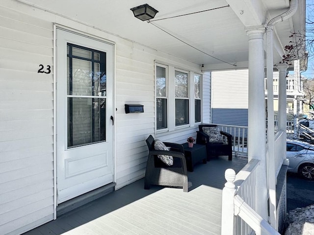 deck featuring covered porch