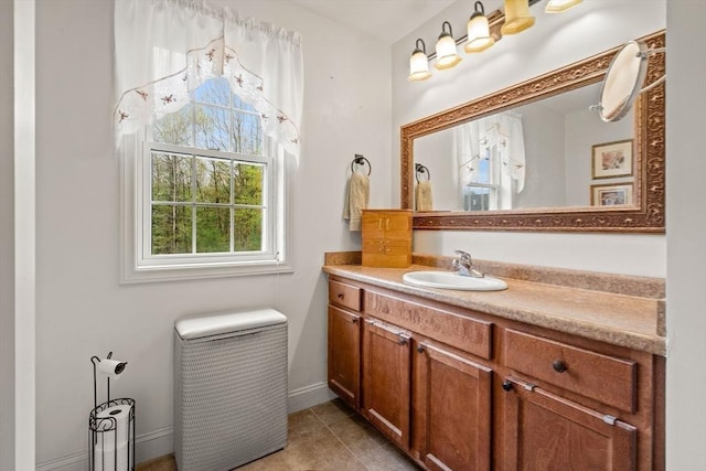 1 Cottonwood Cir, Kingston, NH 03848 - bathroom featuring vanity, baseboards, and tile patterned floors