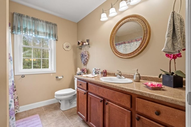 1 Cottonwood Cir, Kingston, NH 03848 - full bath featuring vanity, tile patterned floors, toilet, and baseboards