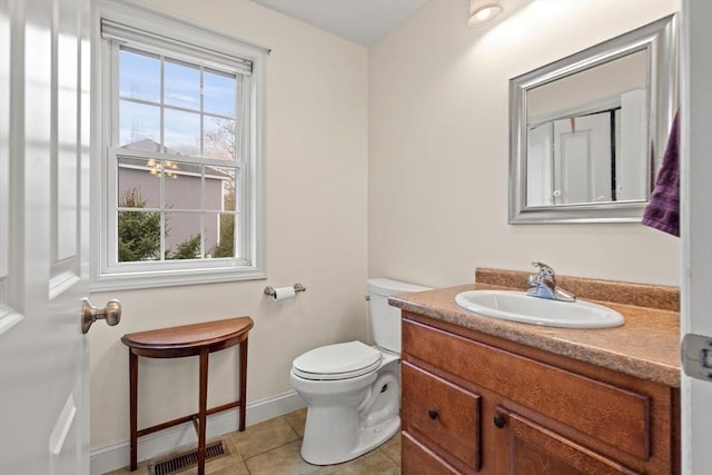 1 Cottonwood Cir, Kingston, NH 03848 - half bath featuring vanity, toilet, tile patterned flooring, and baseboards