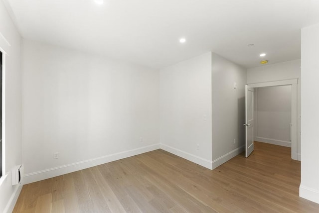 134 Court St Unit 2, Plymouth, MA 02360 - empty room with light wood finished floors, baseboards, and recessed lighting