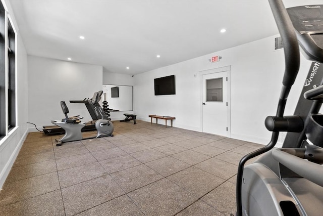 134 Court St Unit 2, Plymouth, MA 02360 - exercise room with recessed lighting, visible vents, and baseboards